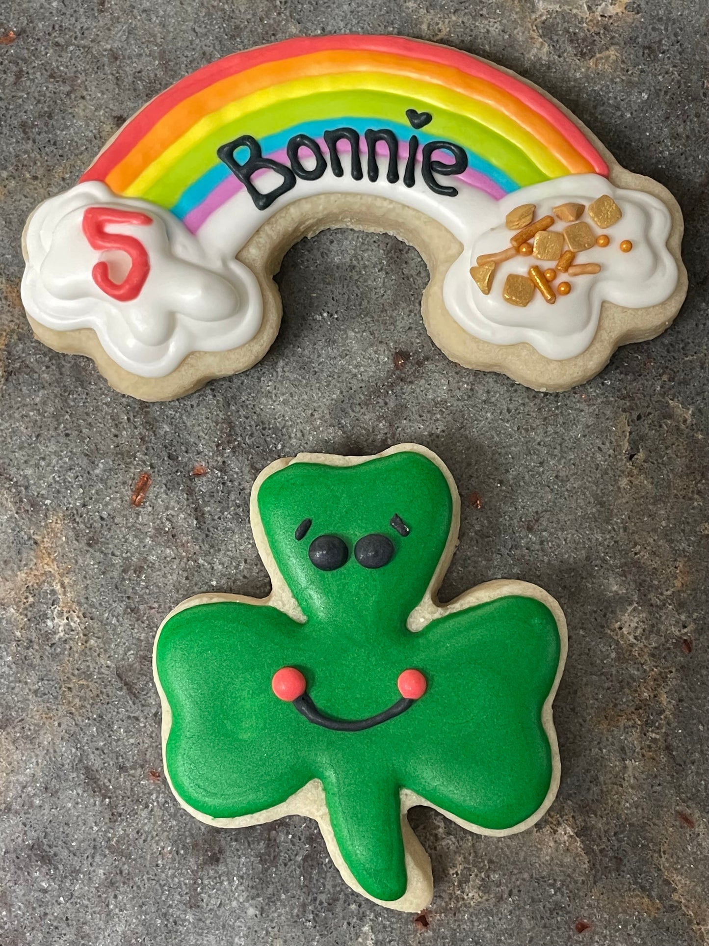 St Patrick's Day Shamrock and Rainbow Cookie Bundle (2 Cookies per Bundle)
